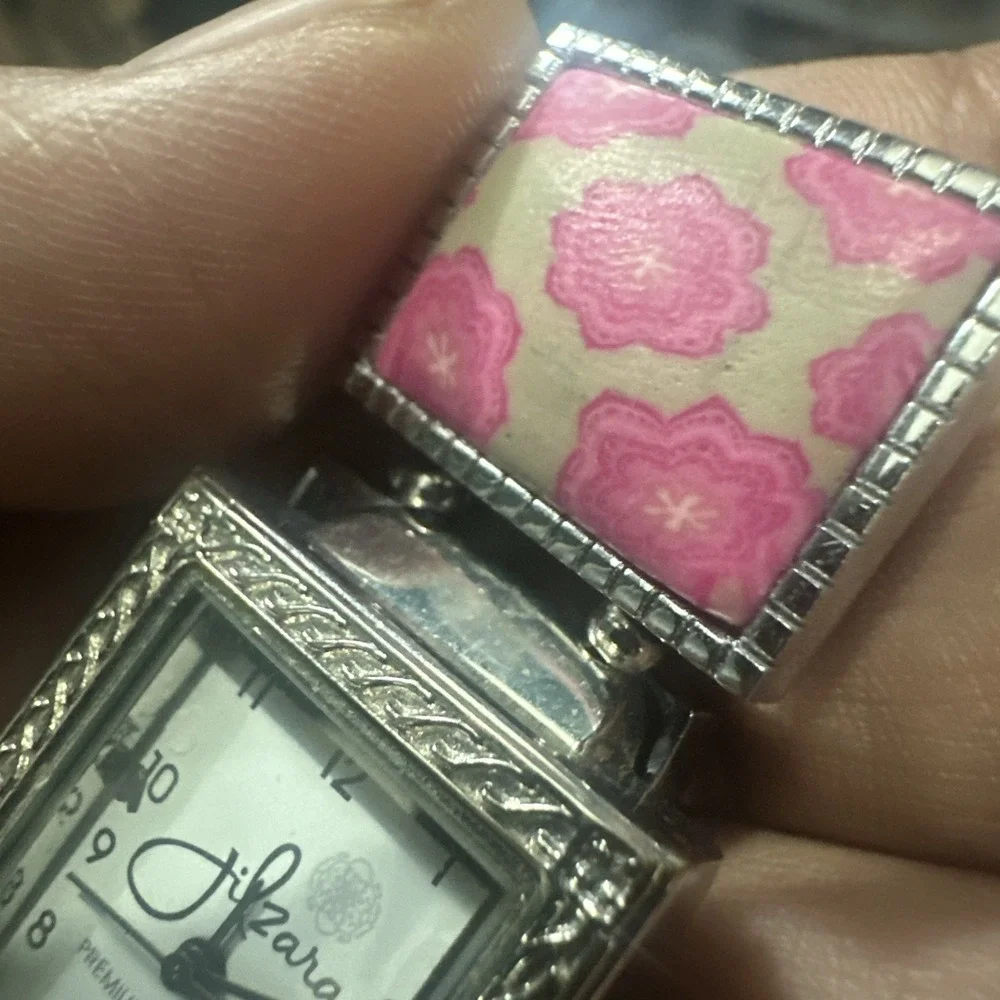 Working Jilzarah Blossom Ladies Watch Polymer Clay Inlays Stretch Band Artisan
